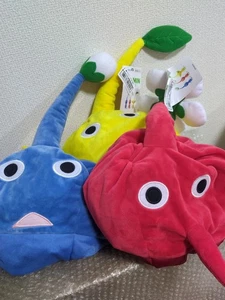 Nintendo Pikmin Plush Costume Hat Cap Set Red Yellow Blue Cosplay Japan Used