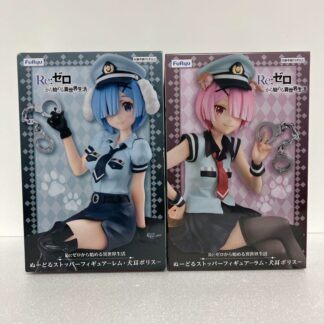 Re Zero Rem Ram Noodle Stopper Figure Set of 2 Dog ears Police Inumimi FuRyu New