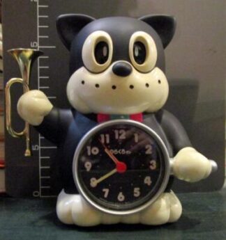 Norakuro Black Cat Talking Alarm Rhythm Clock Rare used