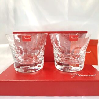 BACCARAT Beluga Tumbler Crystal Rock Glass Clear H3.3" Set of 2 Barware w/ Box