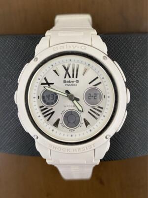 Casio BGA152-7B1 Women's Baby-G Shock Resist Silver Ana-Digi White Resin Watch