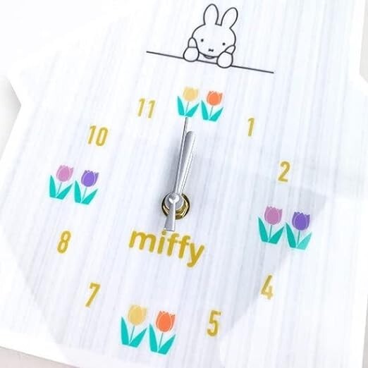Dick bruna Miffy Acrylic Wall analog Clock house shape tulip flower - Image 3